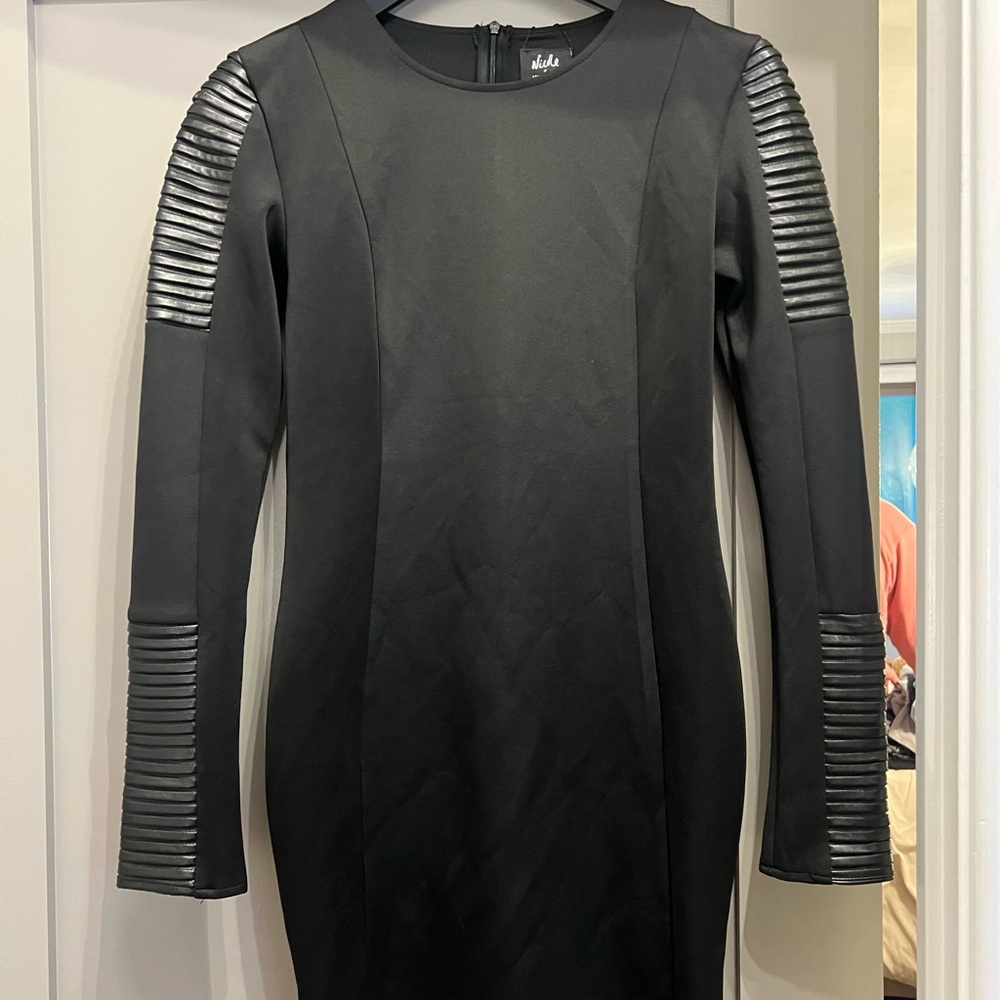 Missguided Black Dress with Ribbed Long Sleeves